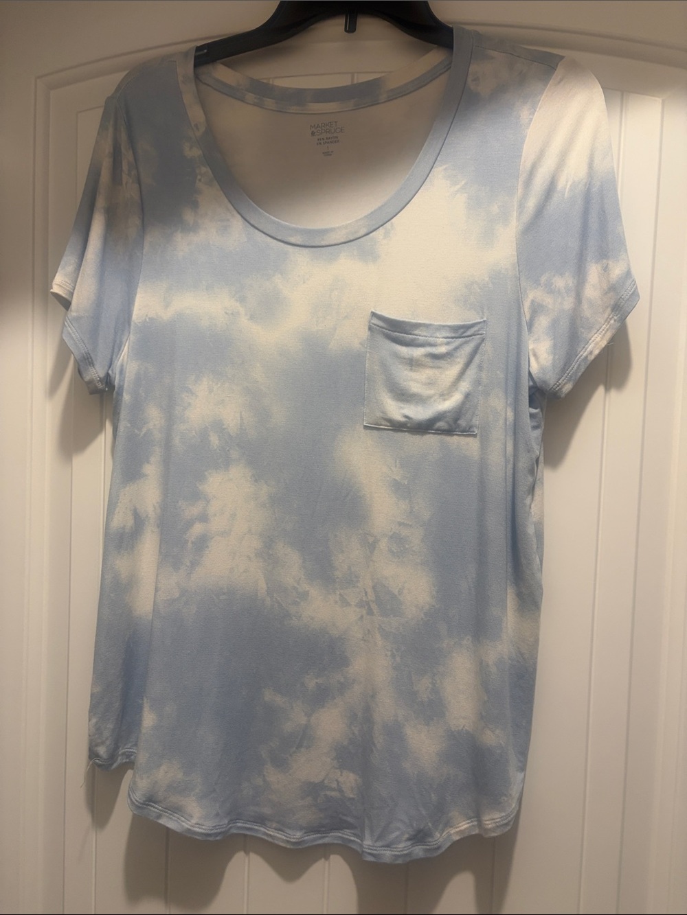 Market & Spruce Light Blue and White Tie-Dye Pocket Tee
